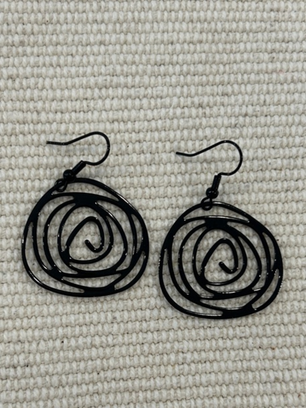 Black Swirl Drop Earrings - Women Jewelry